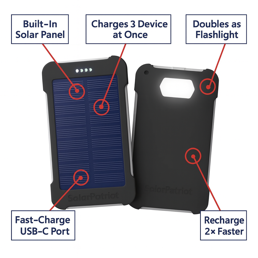 Solar Patriot Power Cell  - Portable Solar Power Bank